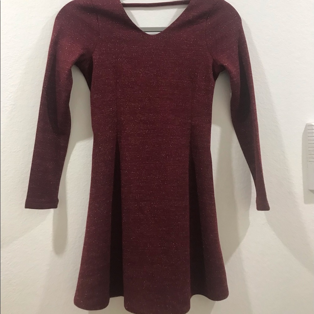 Brand new Miss Behave Girls red sparkly long sleeve dress